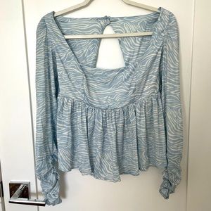 Free People Blue and White Blouse